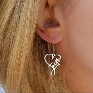 Stunning Faith Cross Heart Pendant Elegant Dangle Silver Plated Earrings